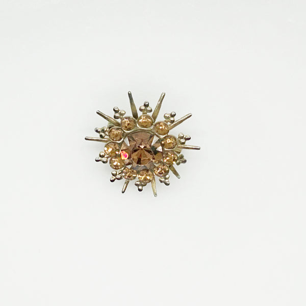 Vintage Golden Rhinestone Sunburst Brooch