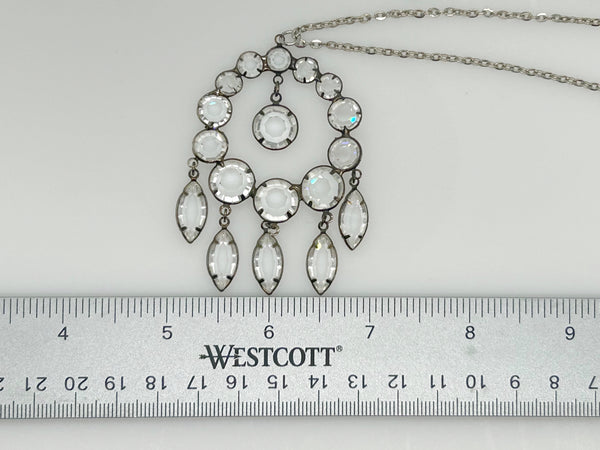 Estate Art Deco Circle Crystal Pendant with Glittering Drops