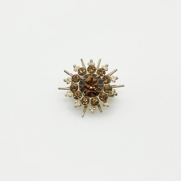 Vintage Golden Rhinestone Sunburst Brooch