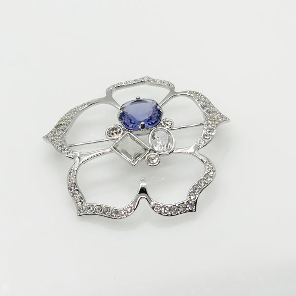 Swarovski Flower Brooch with Lavender Center