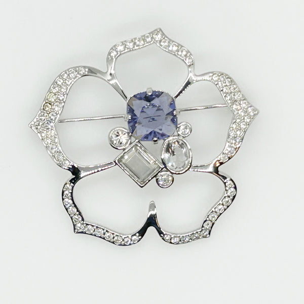 Swarovski Flower Brooch with Lavender Center