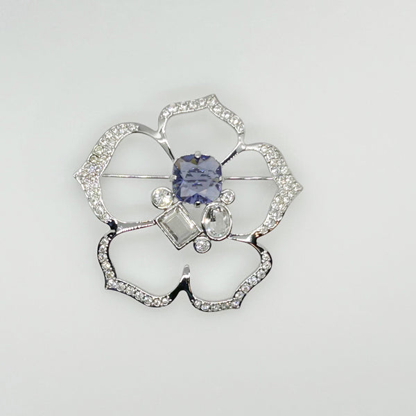 Swarovski Flower Brooch with Lavender Center