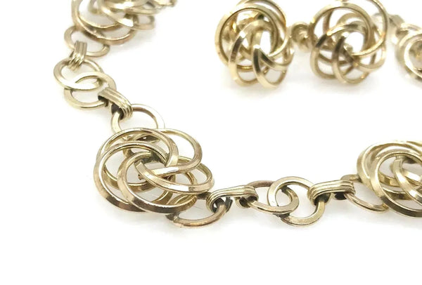 Very Pretty Swirls 1950s 12kt GF Bracelet and Earrings