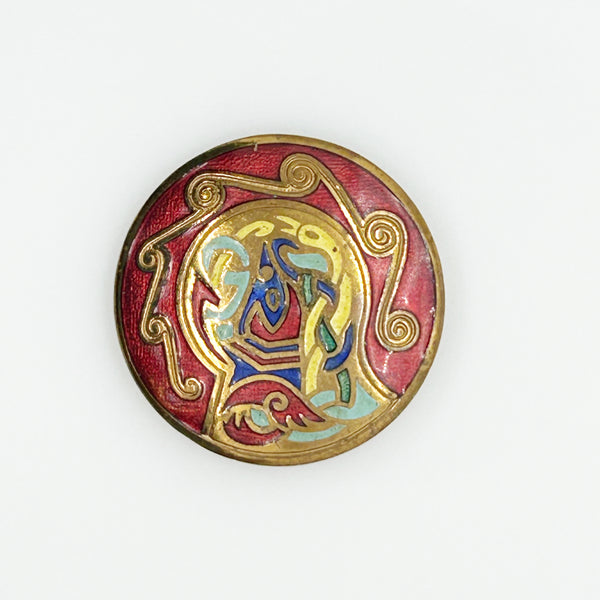 Vintage Tara Round Enamel Celtic Brooch- Pendant