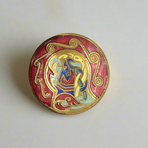 Vintage Tara Round Enamel Celtic Brooch- Pendant