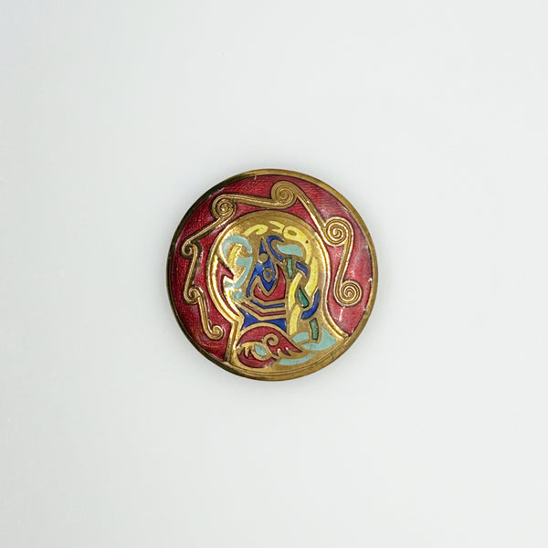 Vintage Tara Round Enamel Celtic Brooch- Pendant