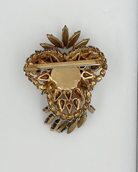 Showstopping Vintage Brooch with Golden Amber Stones