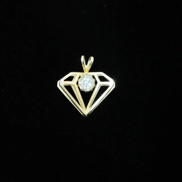 Three Dimensional Diamond-Shaped Vintage Rhinestone Pendant