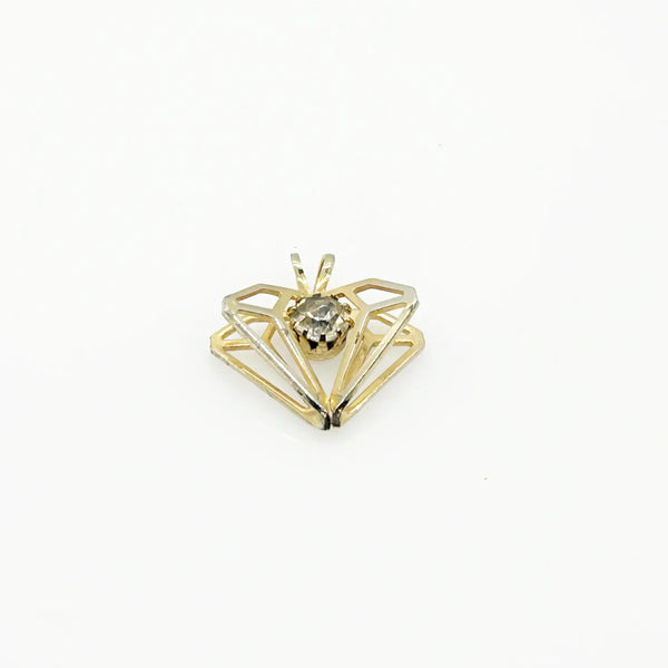 Three Dimensional Diamond-Shaped Vintage Rhinestone Pendant