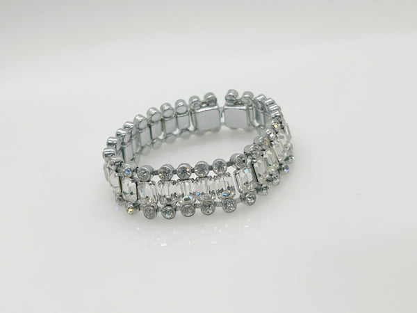 Stunning Vintage Three Row Rhinestone Bracelet