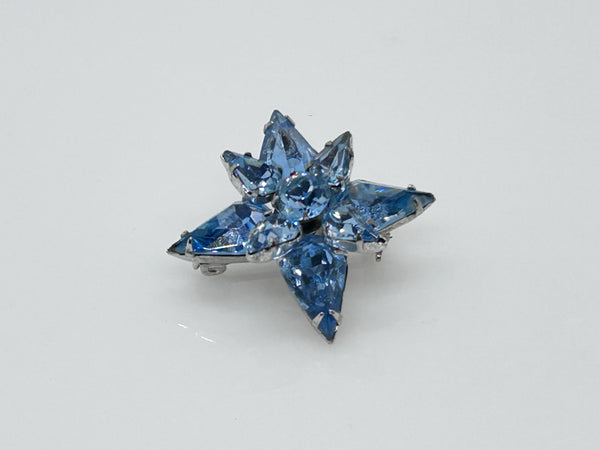 Vintage Twinkling Blue Rhinestone Star Brooch