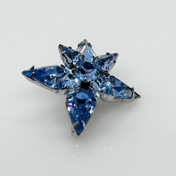 Vintage Twinkling Blue Rhinestone Star Brooch