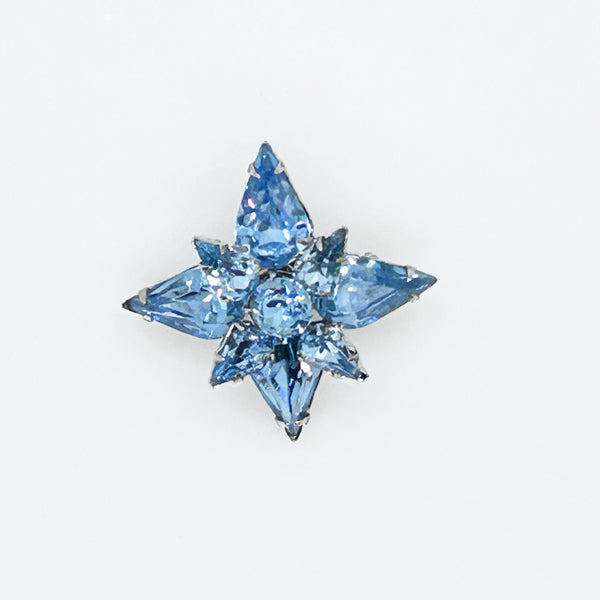 Vintage Twinkling Blue Rhinestone Star Brooch