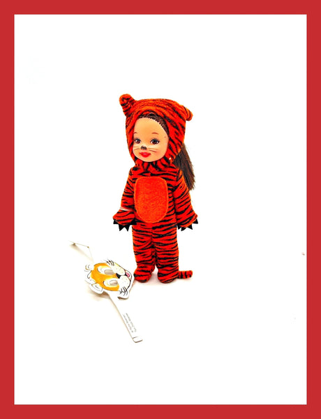 2002 Mattel Kelly Club Barnum's Animal Crackers Jenny Tiger Doll. 2002 Mattel Jenny "Li'l Friend of Kelly" doll dressed in a tiger costume, part of the Barnum's Animals Crackers collection