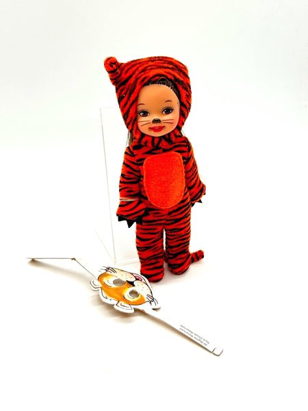 2002 Mattel Kelly Club Barnum's Animal Crackers Jenny Tiger Doll. 2002 Mattel Jenny "Li'l Friend of Kelly" doll dressed in a tiger costume, part of the Barnum's Animals Crackers collection