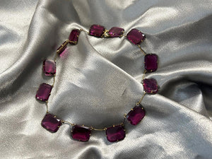 Timeless Beauty- Vintage Czech Violet Clear Stones Necklace - Lamoree’s Vintage