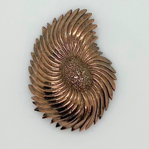 Compelling Vintage Tortolani Copper Toned Shell Brooch