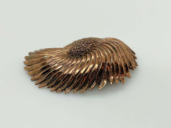 Compelling Vintage Tortolani Copper Toned Shell Brooch