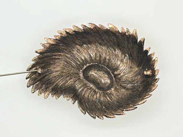 Compelling Vintage Tortolani Copper Toned Shell Brooch