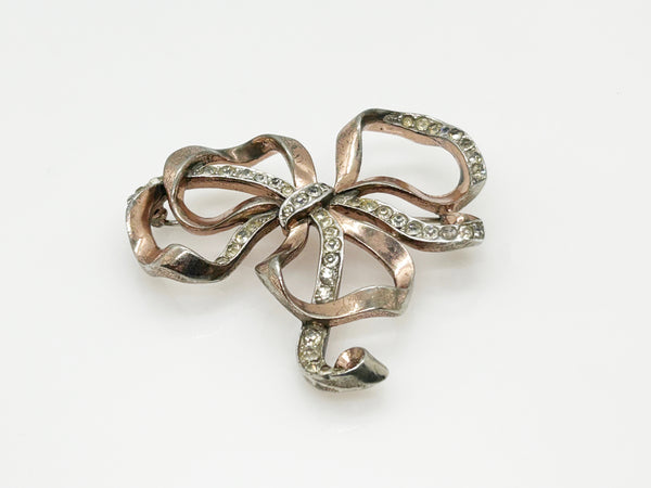 Vintage Trifari Rhinestone Studded Bow Brooch