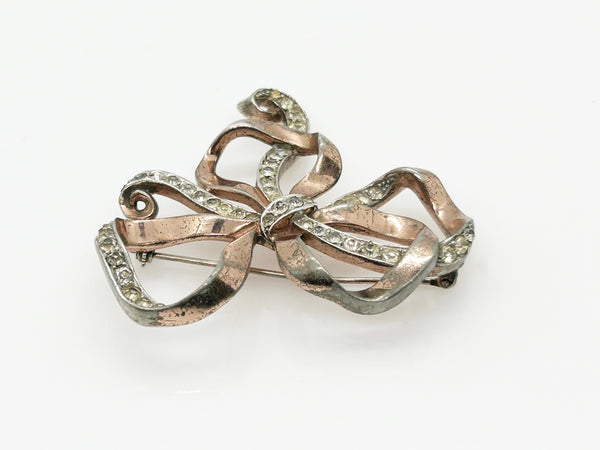 Vintage Trifari Rhinestone Studded Bow Brooch