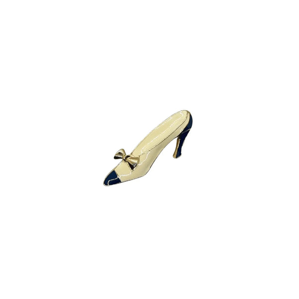 Trifari Cream and Dark Blue Spectator Shoe Brooch - Lamoree’s Vintage
