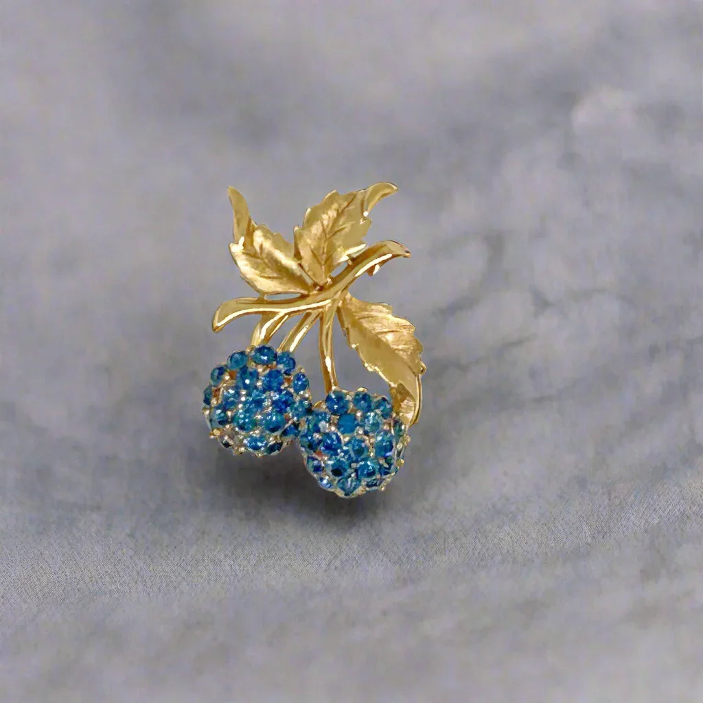 Crown Trifari Blue Berries Brooch- Hard to Find!
