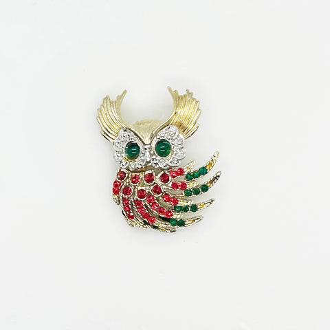 Especially Nice Vintage Colorful Owl Brooch