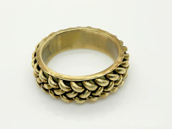 Dramatic Braided Gold Metal Vintage Bangle Bracelet