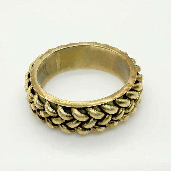 Dramatic Braided Gold Metal Vintage Bangle Bracelet