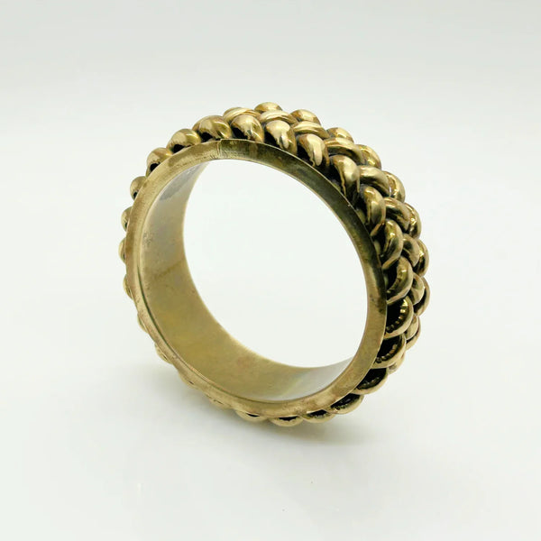 Dramatic Braided Gold Metal Vintage Bangle Bracelet