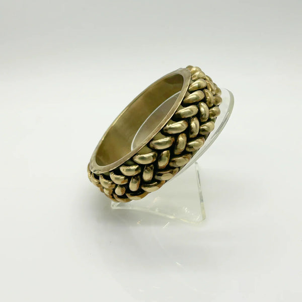 Dramatic Braided Gold Metal Vintage Bangle Bracelet