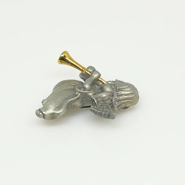 Vintage Daria Two-tone Trumpeting Angel Brooch