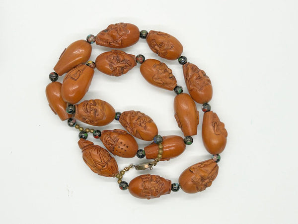 Unique Carved Olive Wood Prayer Beads Luohan Arhats - Lamoree’s Vintage