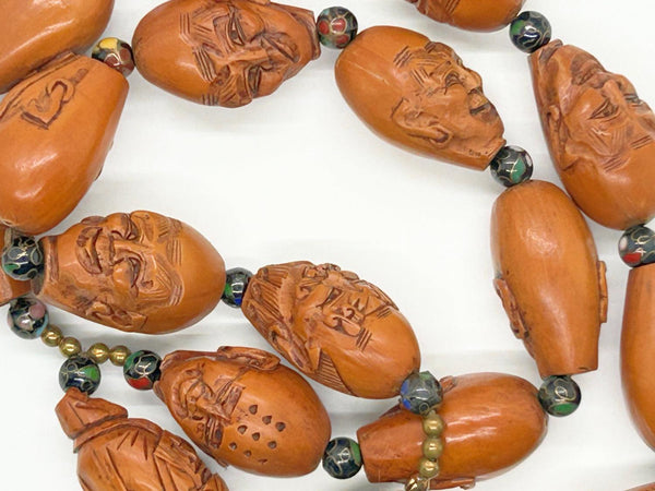 Unique Carved Olive Wood Prayer Beads Luohan Arhats - Lamoree’s Vintage