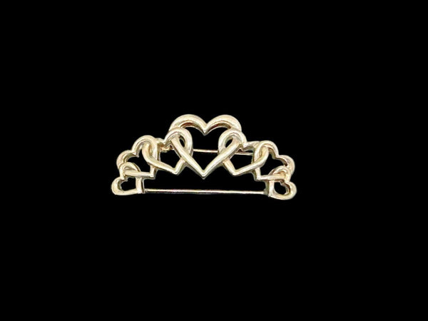 Unusual Vintage Entwined Open Hearts Silver Tone Brooch - Lamoree’s Vintage