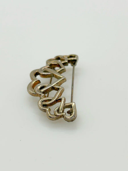 Unusual Vintage Entwined Open Hearts Silver Tone Brooch - Lamoree’s Vintage