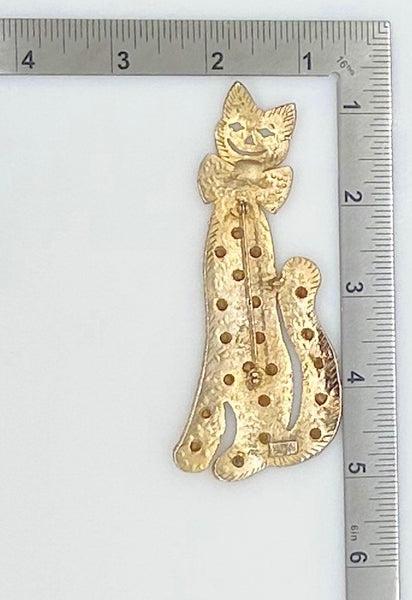 Vintage Signed Ultra Craft Gold Tone Kitty Cat Pin Brooch