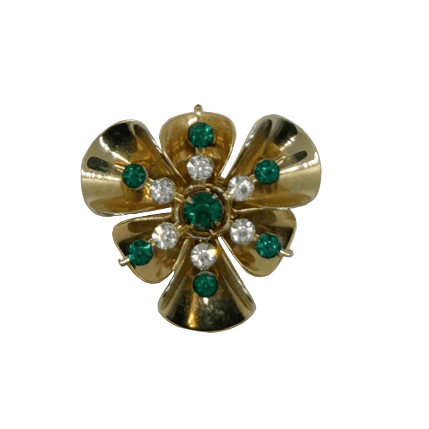 Versatile Vintage Green and White Rhinestone Pin-Pendant - Lamoree’s Vintage