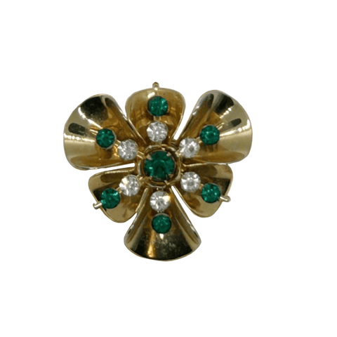 Versatile Vintage Green and White Rhinestone Pin-Pendant - Lamoree’s Vintage