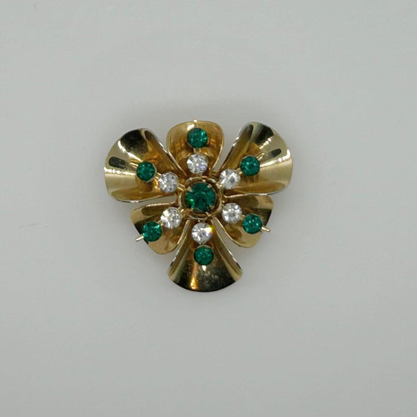 Versatile Vintage Green and White Rhinestone Pin-Pendant - Lamoree’s Vintage