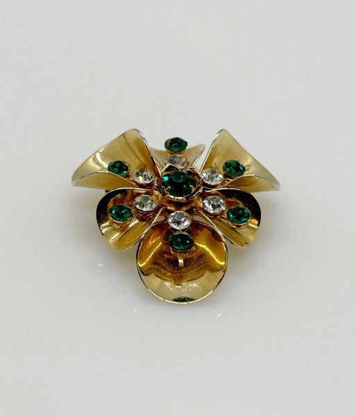 Versatile Vintage Green and White Rhinestone Pin-Pendant - Lamoree’s Vintage