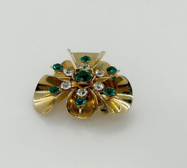 Versatile Vintage Green and White Rhinestone Pin-Pendant - Lamoree’s Vintage