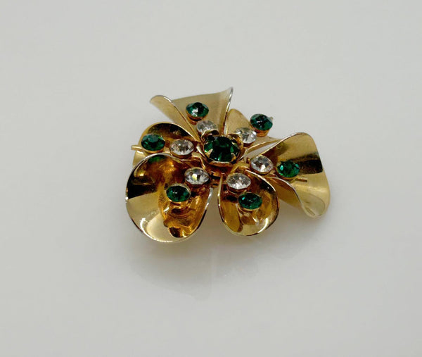 Versatile Vintage Green and White Rhinestone Pin-Pendant - Lamoree’s Vintage