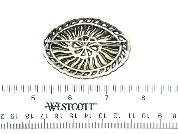 Vintage Edwardian Style Oval Brooch with Glittering Colored Stones