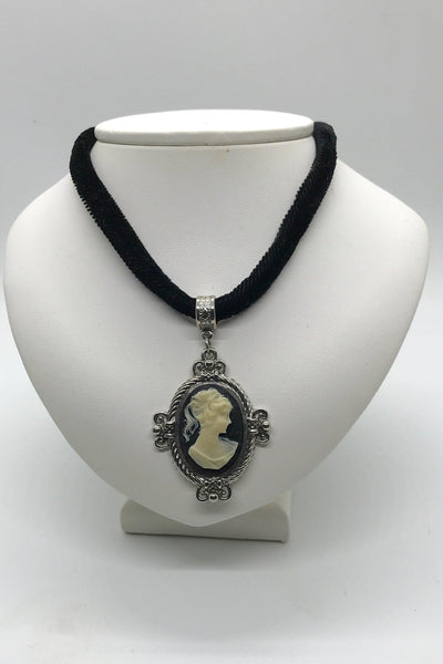 Vintage 1928 Ornate Cameo on Black Velvet Choker - Lamoree’s Vintage