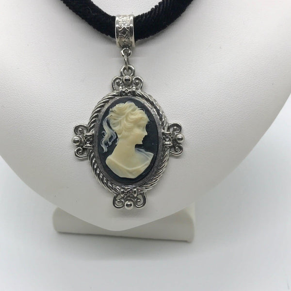 Vintage 1928 Ornate Cameo on Black Velvet Choker - Lamoree’s Vintage