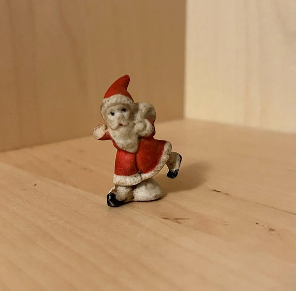 Vintage 1940s Bisque Porcelain Running Santa - Lamoree’s Vintage