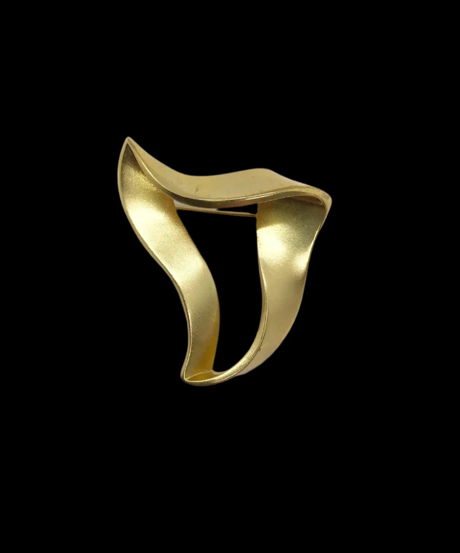 Vintage Abstract Gold Tone Heart Brooch