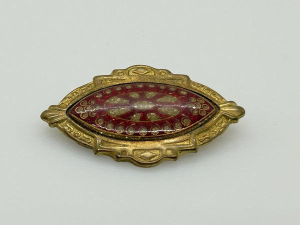 Vintage Art Deco Vermeil Enamel Red and Gold Brooch Pin - Lamoree’s Vintage